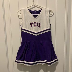 Kids TCU cheerleading outfit, sewn in bloomers with snaps, 18 mos